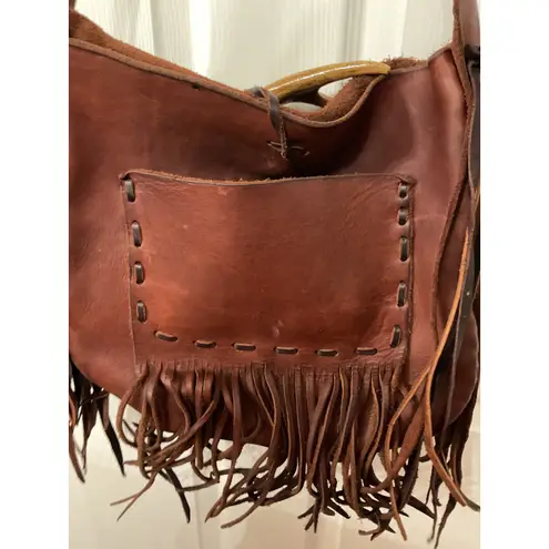 Jimmi Wz Large Natural Leather Handmade Western Fringe Messenger Crossbody Bag