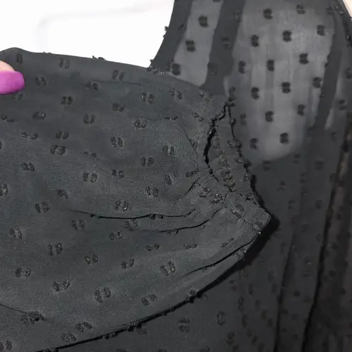 Matilda Jane Women's Dress Medium Nostalgia Charlie Swiss Dot Black Peasant