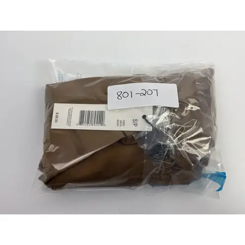 Tahari by ASL Walnut Brown Pleated Button Shoulder Blouse NWT Size S