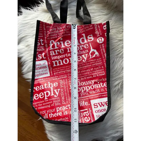 Red and White Lululemon Tote Bag with Black Handles