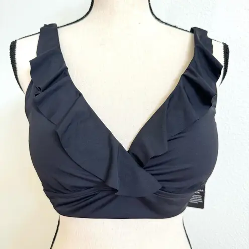 Ralph Lauren  Black Underwire Ruffle Bikini Top Women's Size 14 NWT