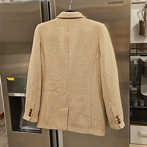 ANINE BING ππ Tweed Double Breasted Fishbone Blazer ~ Tan & Cream Medium