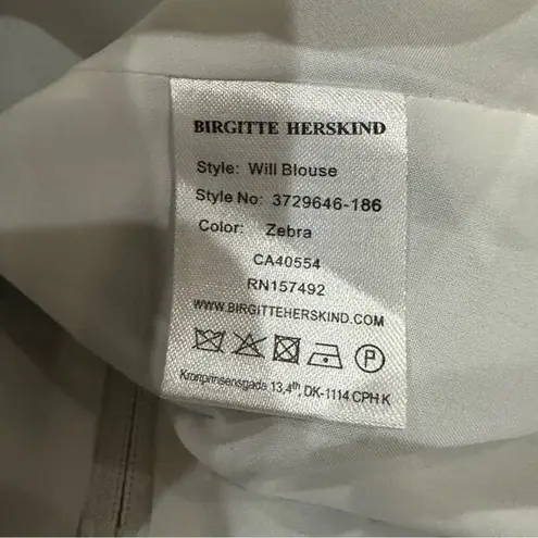 Birgitte Herskind Black White Zebra Stripe Puff Sleeve Blouse Top Size 32 or XS Black