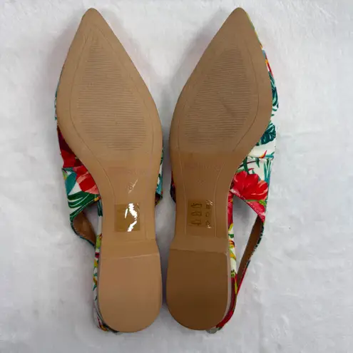 Matiko Hawaiian Print Slingback Flats Pointed Toe Tropical Floral Shoes Size 36