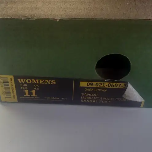 NIB Roper Leather Cactus Tooled Painted Sandal Flip Flop Thong Flat Western 11 Tan - Image 2