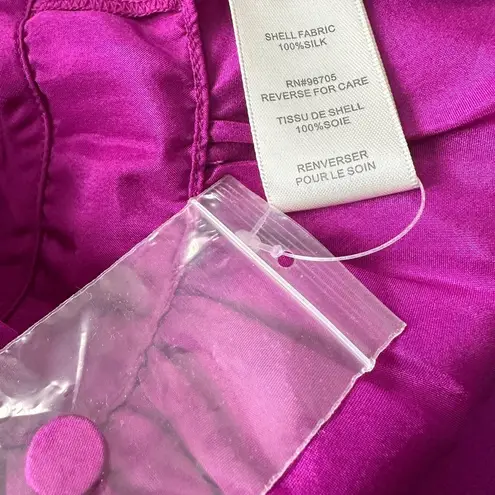 Rebecca Taylor HOT PINK MAGENTA SILK RUFFLED LING SLEEVE BLOUSE TOP 0
