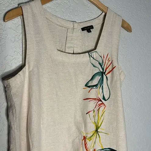 For Cynthia Painted Artsy Linen Dress Boho Sleeveless Artsy Summer Indie Europe Vacation
