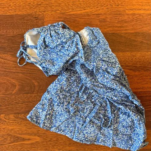 Mable Smocked Cutout Blue Romper Dress Size Medium Summer Beach Indie