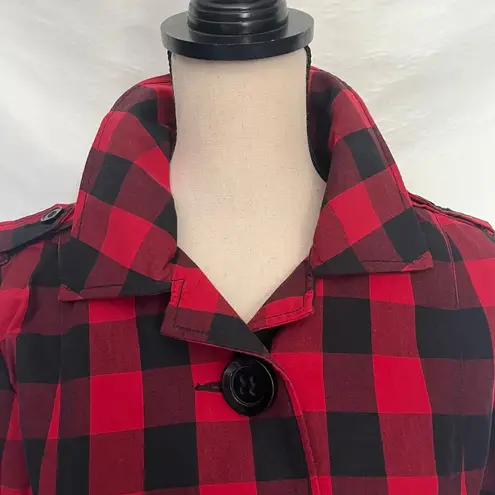 Christopher & Banks  Buffalo Plaid Cropped Womens Blazer Size Small Red Black