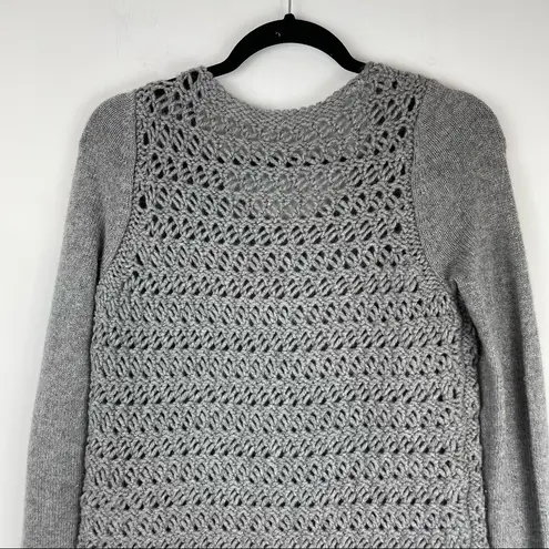 Helmut Lang Asymmetrical Open Knit Sweater Wool Cashmere Grey Sz Small - Image 10