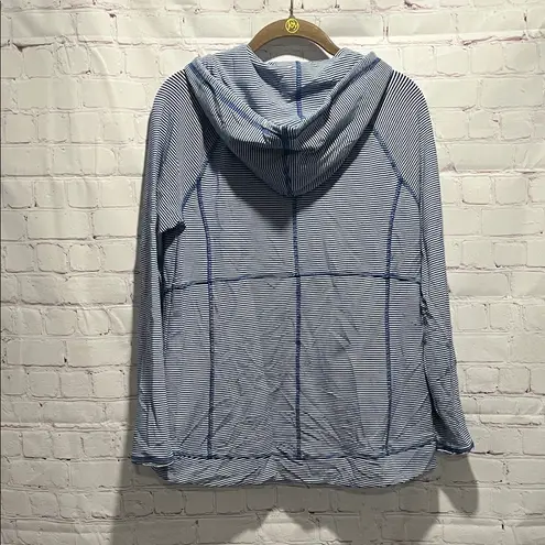 Talbots  Blue and White Striped Zip Up Athletic Hoodie Woman’s size Medium