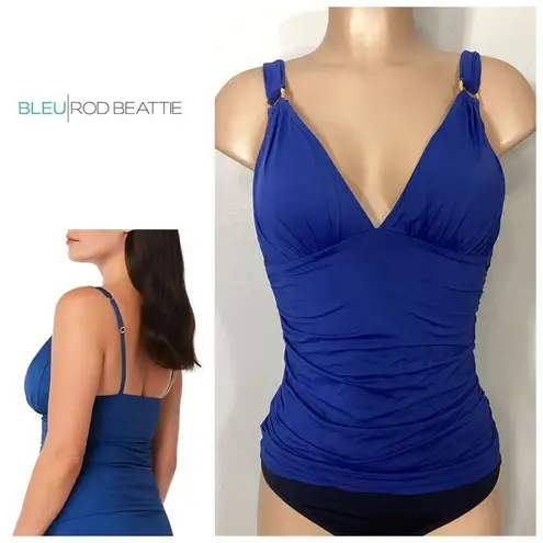 Bleu Rod Beattie New. v-neck navy tankini top. Size 8. Retails $91