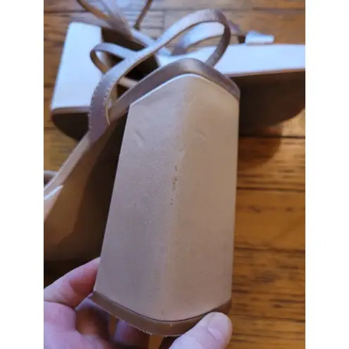 Badgley Mischka Womens Satin Platform Block Heel Sandals Light Pink Size 9