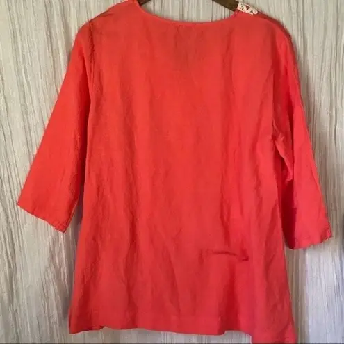 Premises Shirt Women's Medium NWT Linen Rayon Blend Coral Lace