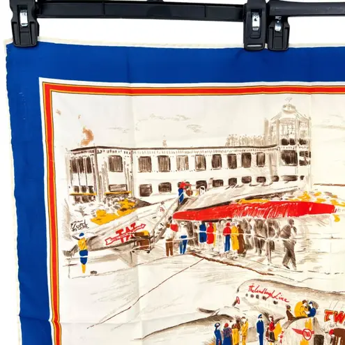 TWA Vintage "Up Up And Away" Scarf Trans World Stewardess Employee Uniform Blue