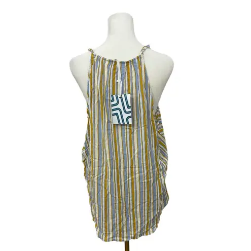 Market & Spruce Coastal Lady V Neck Top Sleeveless Blouse Yellow Stripe Sz XXL