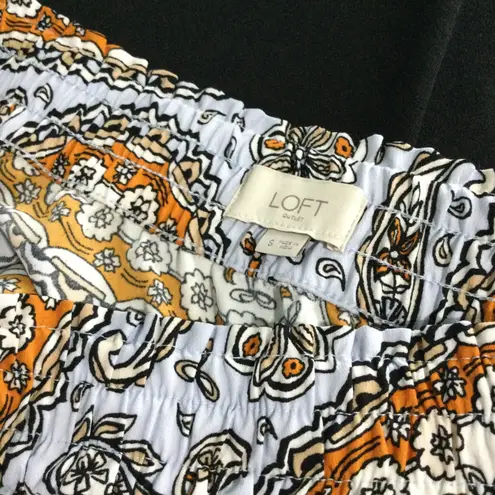 LOFT Outlet Maxi Skirt Paisley Print Elastic Waist Casual Bohemian S Blue