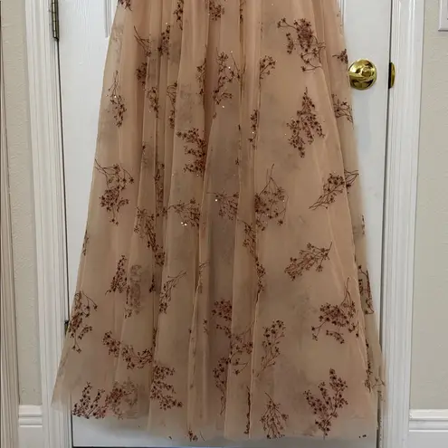 Mac Duggal NWT 79317 Pink Embellished Illusion Short Sleeve A Line Gown Size 6