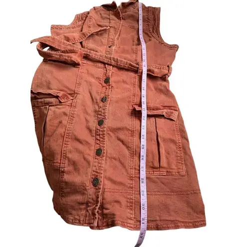 Pilcro and the Letterpress Anthropologie Pilcro terracotta button front denim mini dress US 0