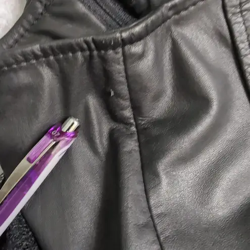 Chia Edgy Vintage Y2K Black Leather & Lace Tiered Ruffle Mini Skirt S TINY FLAW