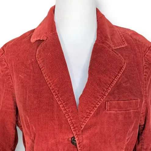 London Jean Rust Corduroy Blazer Jacket Fitted Tailored Stretch Retro Size 8 Red