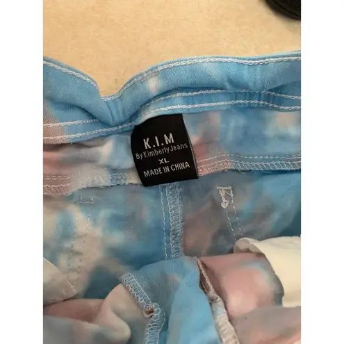 kim rogers K.I.M by Kim tigers tyedye fringe denim shorts woman’s size medium/large - Image 3