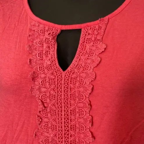 Avenue pink lace keyhole front blouse
