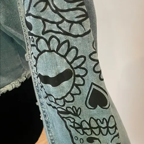 Ashley Stewart Embroidered Denim Jacket with Colorful artwork