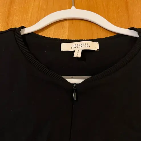 Dorothee Schumacher Classic Black Long Sleeve Lace Hem Zipper Front NWOT Size 6