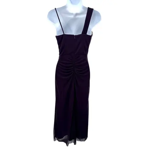XScape Petite Purple One Shoulder Ruched Embellished Gown Formal Evening Dress 4