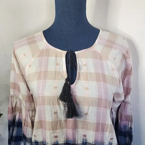 Jag jeans Jag Eliot Boho Ombre Plaid Ballon Sleeve Top