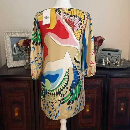 Tibi Dos Paragos Silk Mini Shift Dress size 4