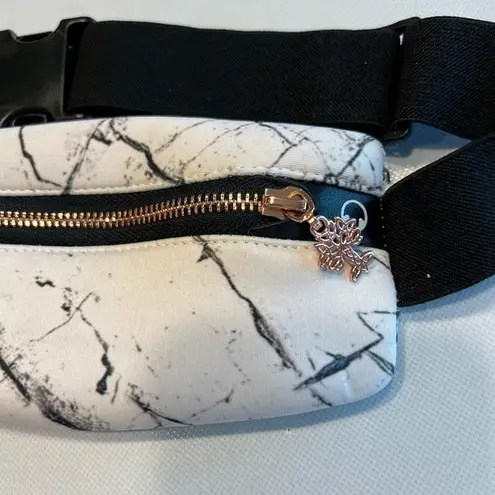 Marble Print Belt Bag Running Fanny Pack Adjustable Waist Purse White