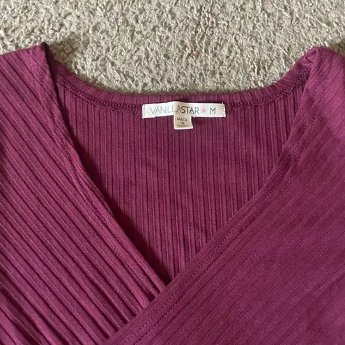 Vanilla Star Jeans Vanilla Star Ribbed V-Neck Wrap Short-Sleeve Top