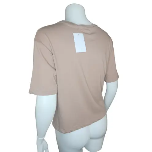 Oak + Fort Womens XS Cropped Short Sleeve Tee Chantrelle Peace Hands Graphic NWT