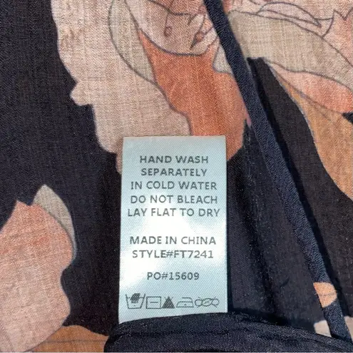 FATE. Black/Pink Floral Print Button Front Balloon Sleeve Blouse