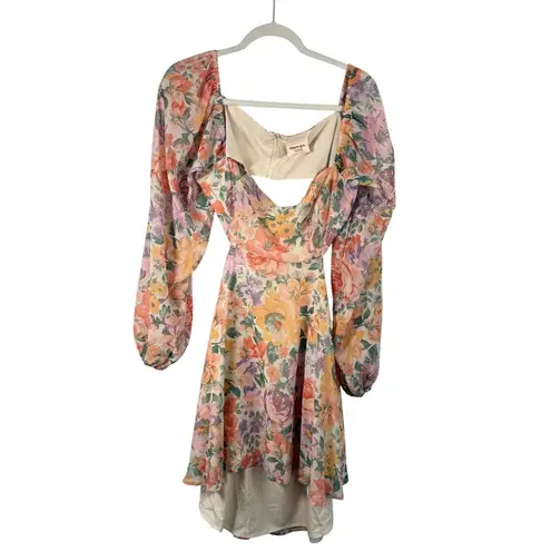 Showpo Ebonee Floral Mini Dress Cut Out Preppy Cottagecore Womens US 12 UK 16 Orange