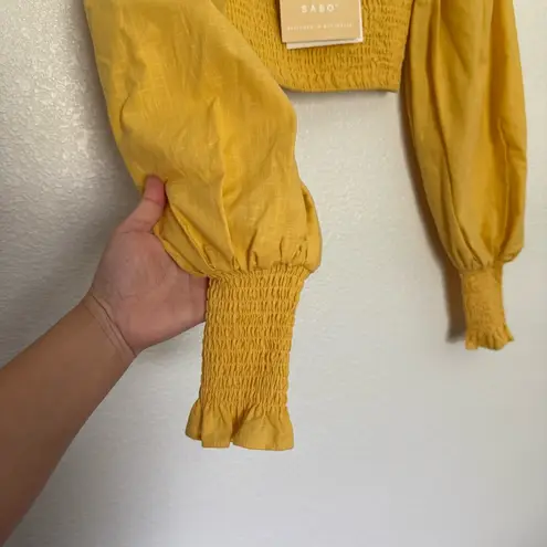 NWT Sabo Tuscany Shirred Crop Top Yellow XS