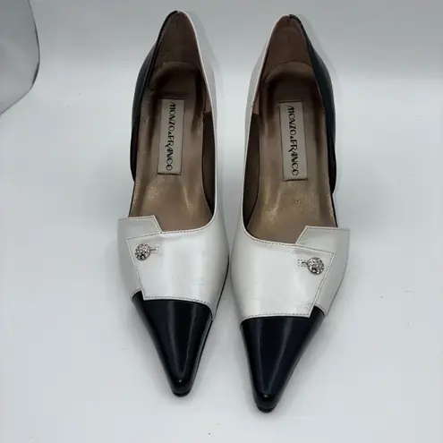 Monzo Franco Womens 6.5M Pandora Two Tone Black White Leather Stilettos Career Size 6.5
