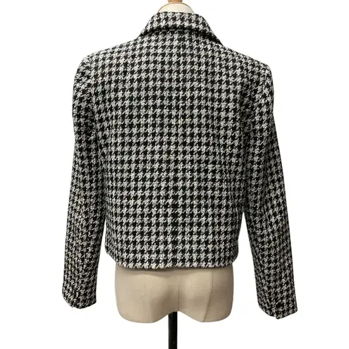 Madison d' Amelie Paris Women's Houndstooth Jacket Size 8 Cropped Black
