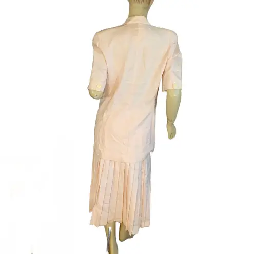 Charter Club VINTAGE 1980'S LIGHT PEACH LINEN SKIRT SUIT (12)