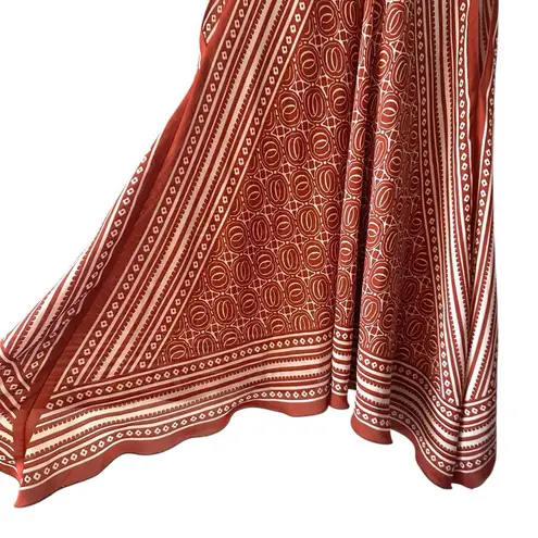 Studio M Boho Print Sleeveless Handkerchief Hem Halter Top Size M Red Size M