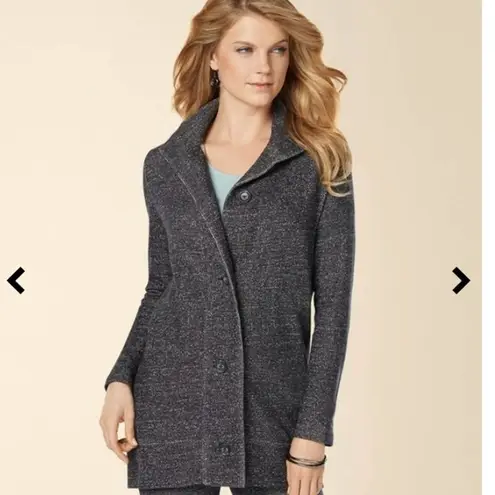 Soma Live Loungewear Vintage Terry Button Front Jacket Gray