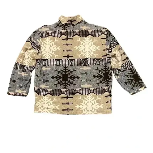 Active Studio Southwestern Snowflake Tribal 1/4 Zip Fleece Jacket Womens Size L Blue Size L