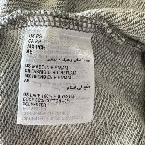 Charter Club Petite Small PS Sweatshirt Top Lace Accent Short Sleeve Crew Neck