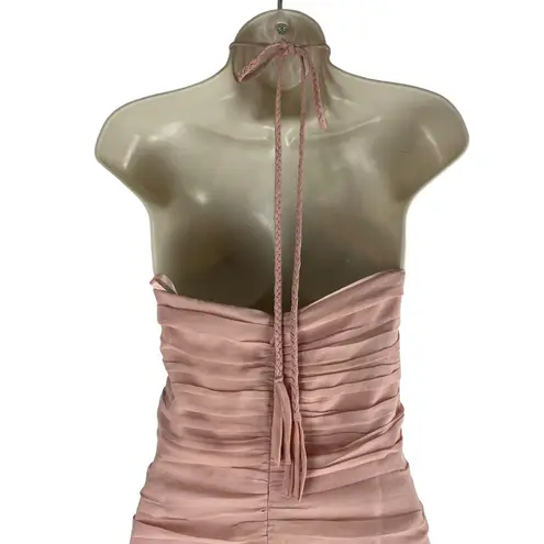 Veronica Beard Lucine Ruched Silk Halter Neck Maxi Dress Size 12