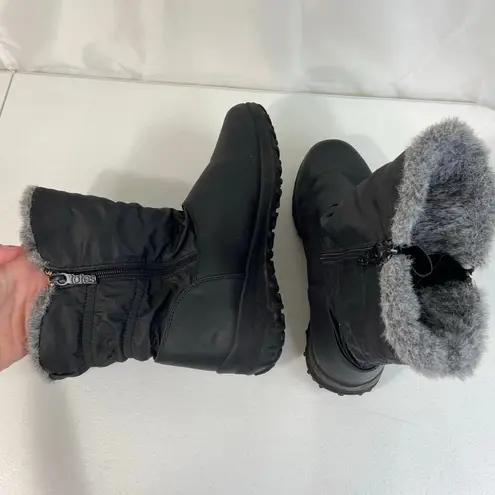 Totes women's Rikki waterproof black faux fur lined zip snow winter boots shoes Size 8