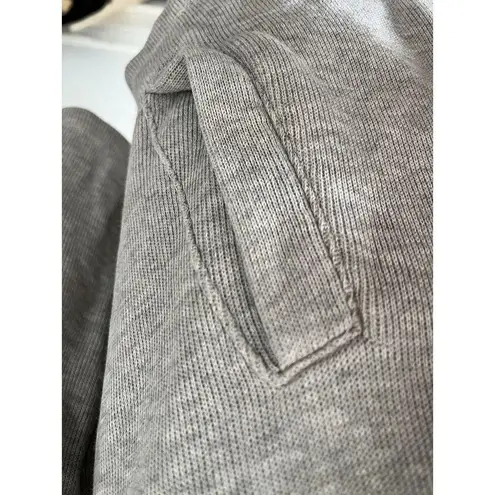 Laura Scott Medium Cotton Gray Mock Neck Zipper Pull On Sweater w/pockets