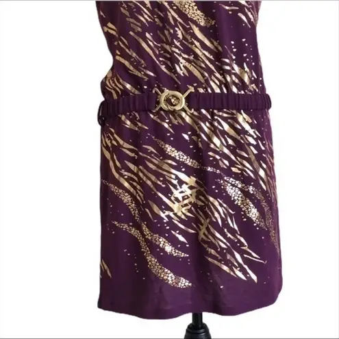 Bluheaven Purple Front Foil Belted Dress Size M