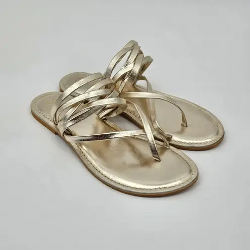 Seychelles By The Shore Sandal Light Gold Strappy Slip on Summer Size 8